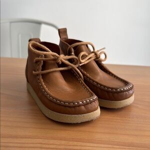 Zara toddler boys Brown Leather Moccasin Dress shoe